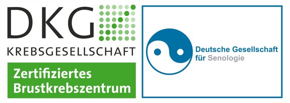 Das Logo der DKG Krebsgesellschaft Zertifiziertes Brustzentrum öffnet die Seite von Onkozert.