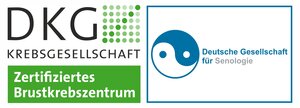 Das Logo der DKG Krebsgesellschaft Zertifiziertes Brustzentrum öffnet die Seite von OnkoZert.